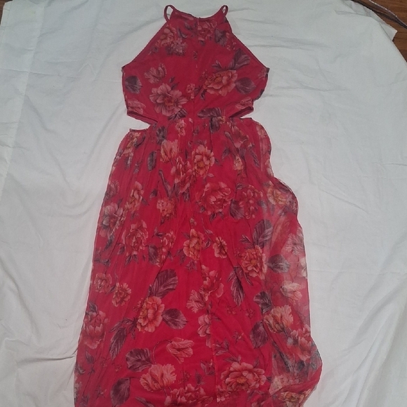 Candalite Wome's Floral Red Maxi Dress Size M - Picture 9 of 9